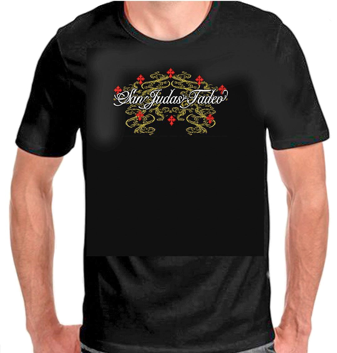 Short Sleeve T Shirts - San Judas Tadeo Roses and Glitter